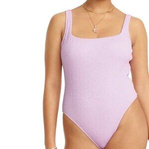J. Crew Textured Squareneck One-piece Swimsuit Dusty Mauve Size 12